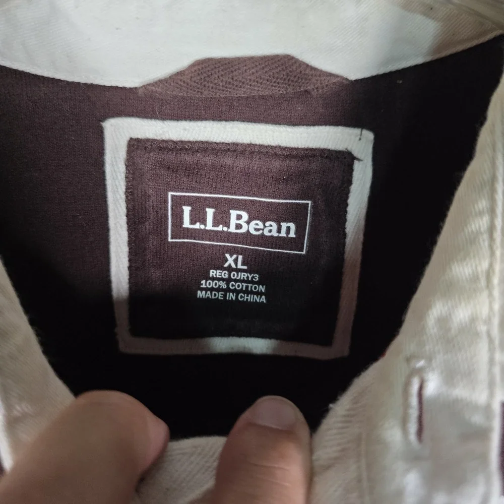 LL Bean Rugby Shirt Mens XL Striped Orange Brown Long Sleeve Cotton Fall Autumn